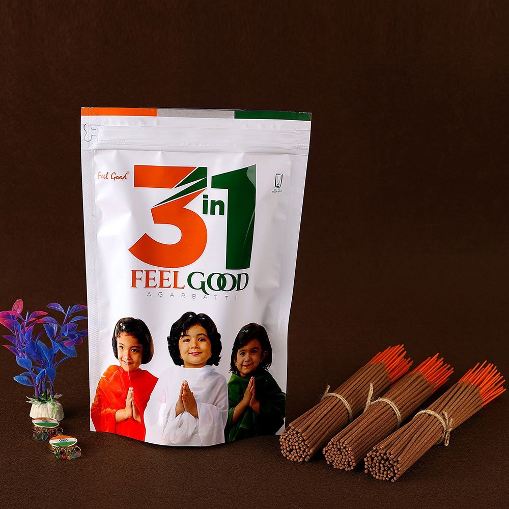 Feelgood 3 in 1 Agarbatti and Incense Sticks Eco Pouch - 300 Gram