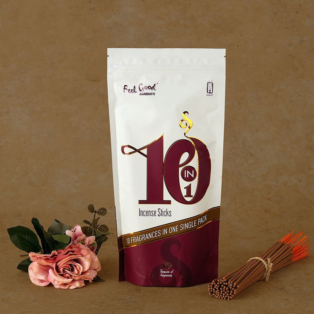 Feelgood 10 in 1 Agarbatti and Incense Sticks Eco Pouch