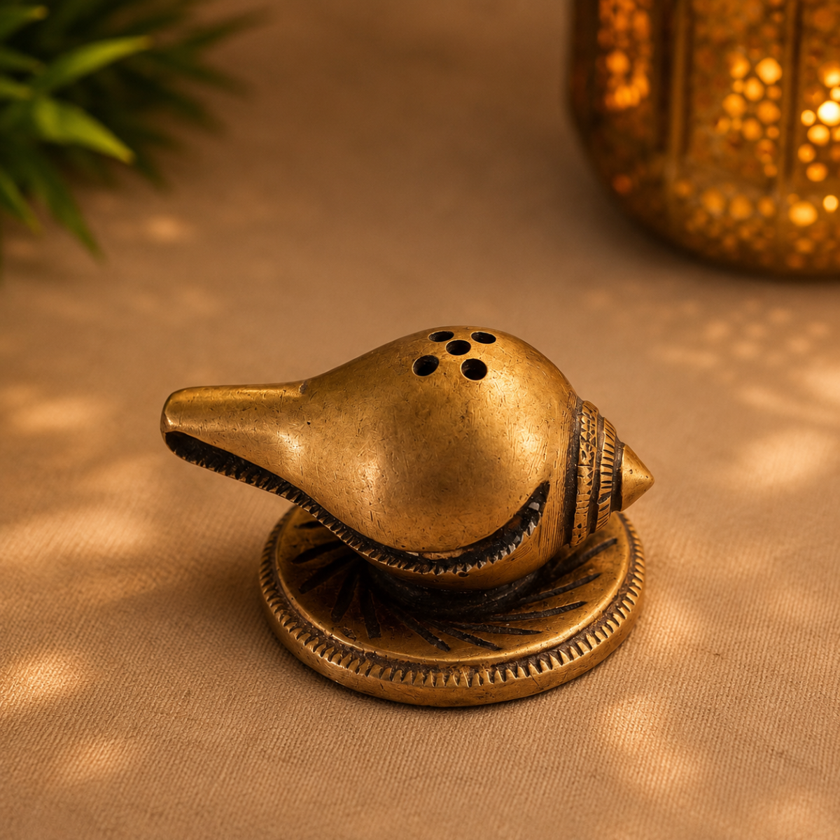 Thumbnail view 3 of Shankh - Solid Brass Incense Holder