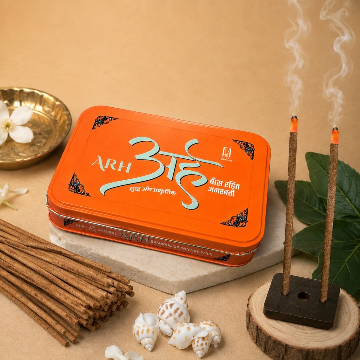 Thumbnail view 1 of Parnami ARH – Natural Bamboo-Less Incense Sticks (6” Tin Pack)