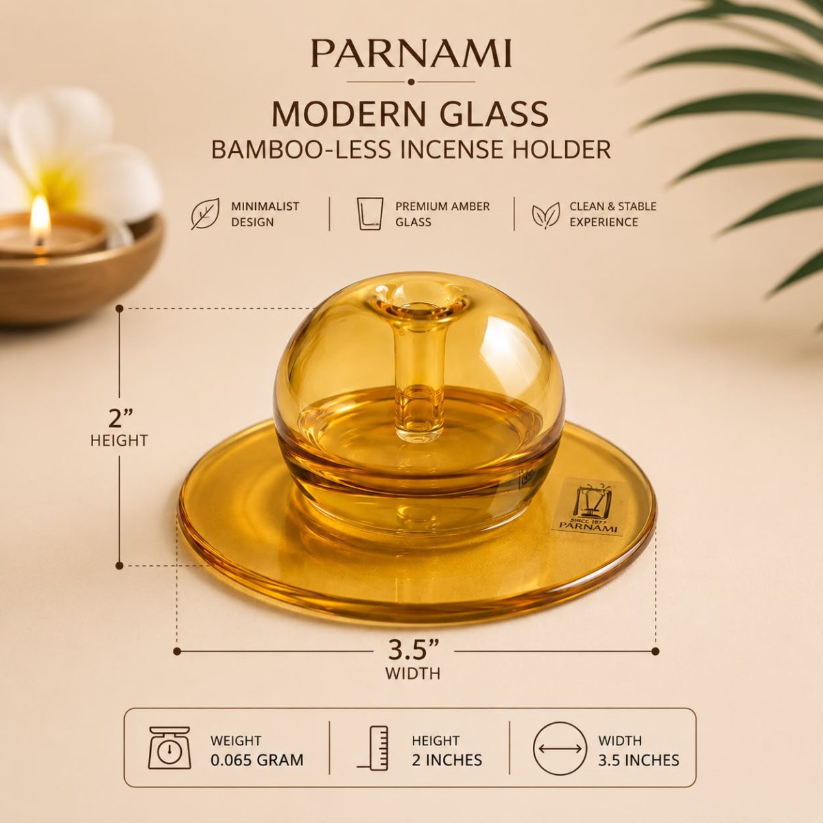 Thumbnail view 3 of Parnami Modern Glass Dhoop Holder